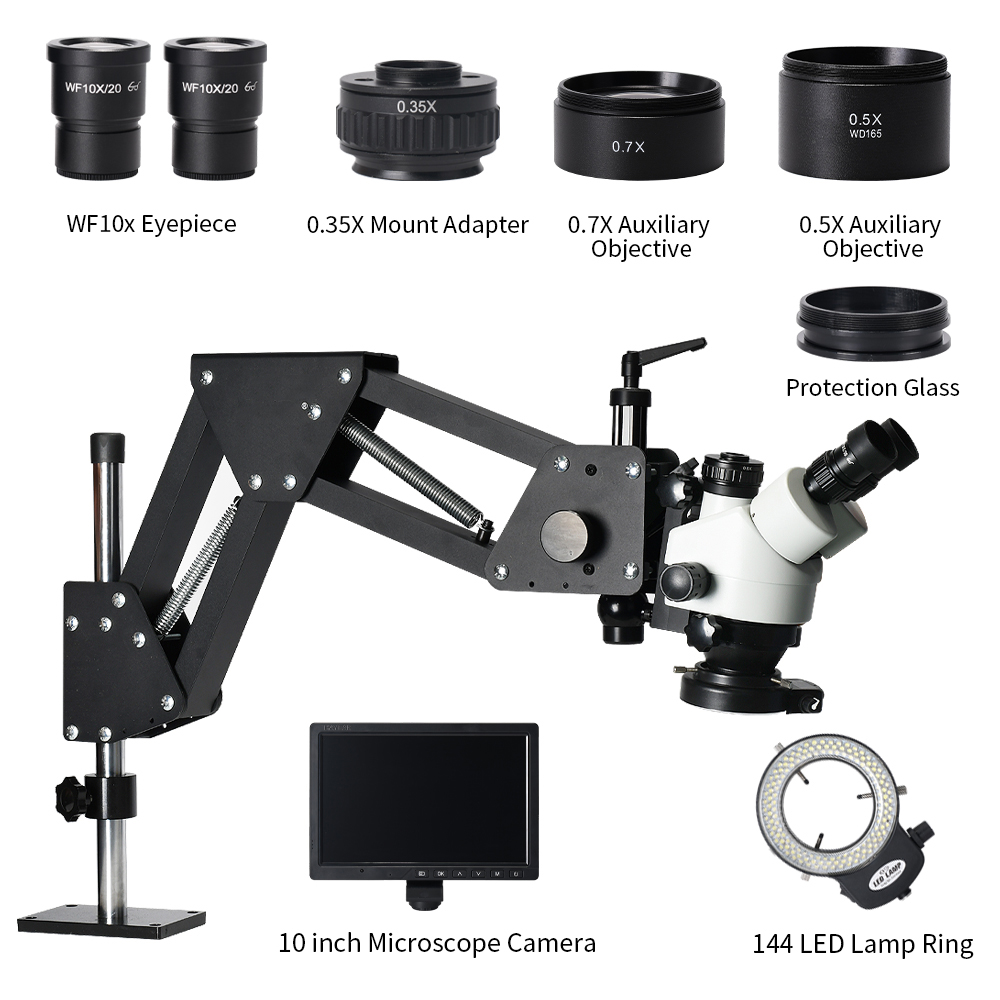 10inch 2K Resolution LED Illum - đánh giá và giá Trinocular Stereo Microscope 7X-45X
