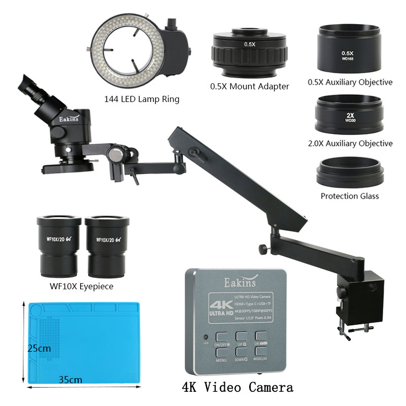 3.5X - 90X Articulating Arm Tr - đánh giá và giá Simul-Focal Industrial Microscope 4K Hdmi